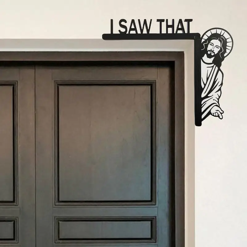 Jesus Door Frame Sign Jesus Saw That Door Corner Sign Wood Frame Corner Decoration For Living Room Bedroom  Edge Ornaments