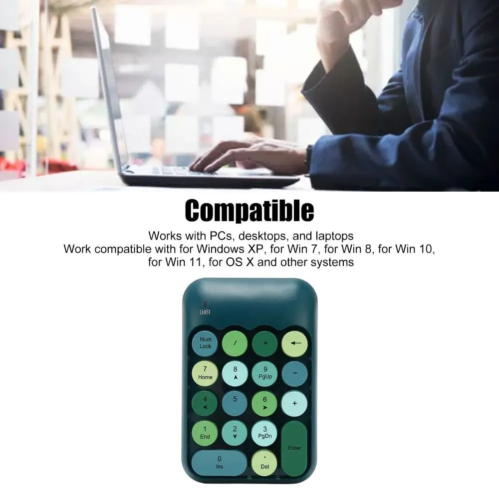 Colorful 2.4GHz Wireless Numeric Keypad 18 Keys Portable Numeric Keypad Number Keyboard Office