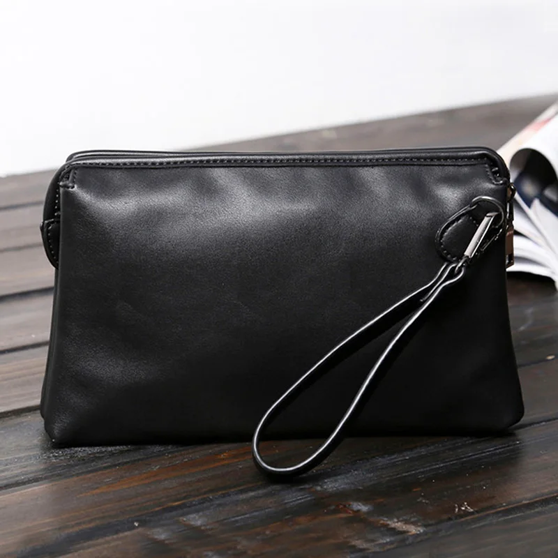 

Faionable Casual Men's Handbag oulderl Soft PU Leather Retro Sle Zipper Closure Crossbody Bag for Youth under 8 Inches