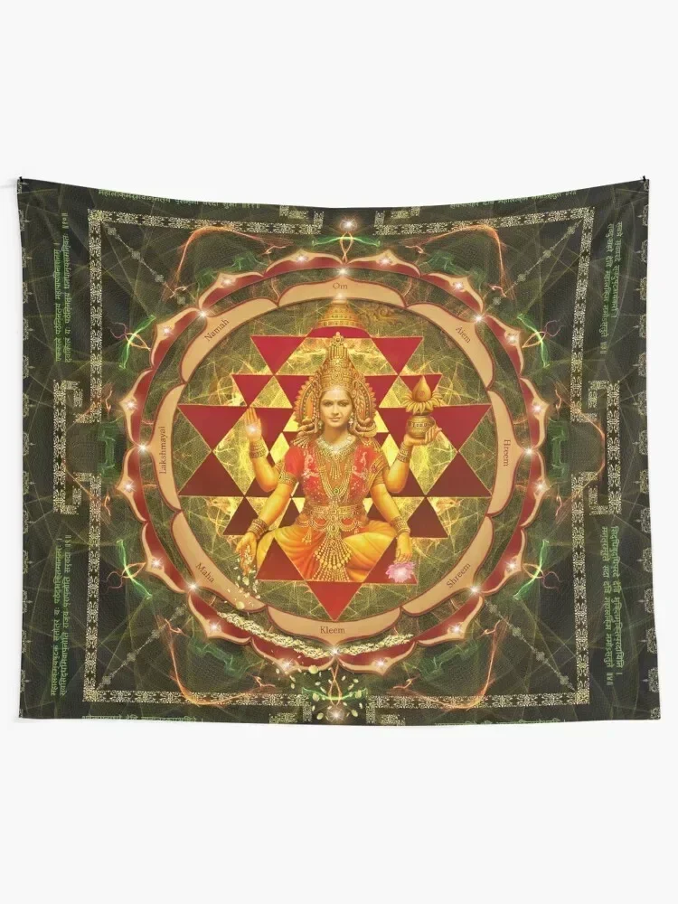 Shri Yantra- Maha Lakshmi Ashtakam- Abundance Tapestry Outdoor Decor Cute Room Things Tapestry