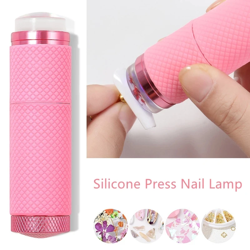 1 Pc Mini Phototherapie Nail art UV Drücken Licht UV Lampe Mit Gelee Silikon Stamper Für Nagel Trockner Protable Lampe Taschenlampe – Detail 1