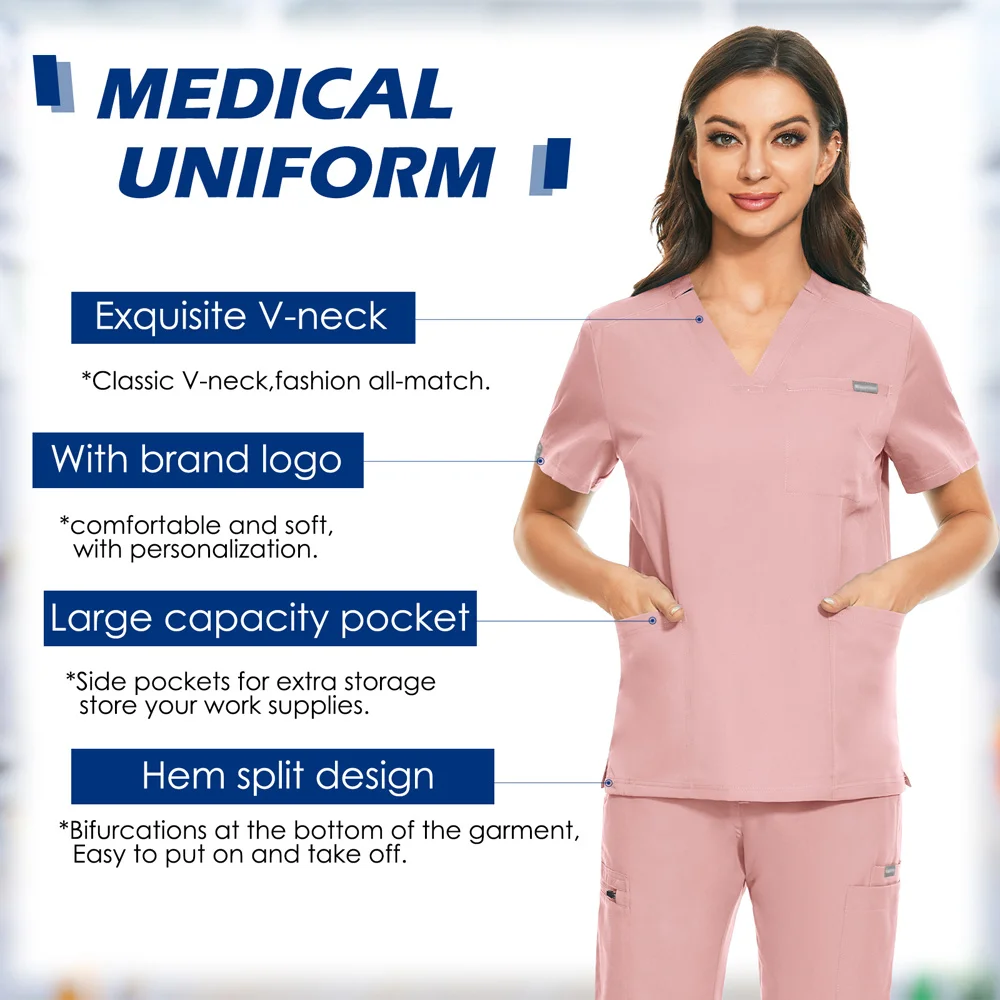 Medical Supplies Nurse Scrub Tops Medical Uniform Doctor Nurse Uniform Clinical Workwear Surgical Scrubs Shirt Clothes Blouse