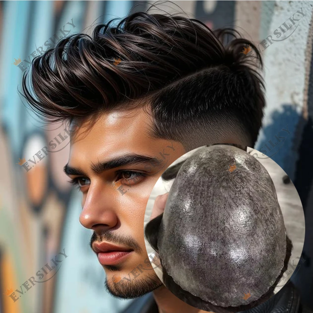 

Суперпрочный мужской парик из 100% натуральных волос с основой из полиуретана, серо-черный 1b80, новинка # 4 # Система замещения волос 5 Prosthesis Natural Hairline