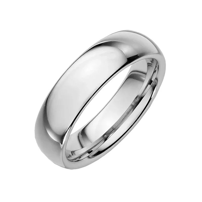 Stainless Steel Smooth Cambered Ring Steel Color 6mm Wide Simple Geometric Type Mens Ring Gold Rings for Women Jewellery