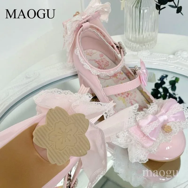 Japanese Style Women's Large Size34-42 Kawaii Lolita Mary Jane Shoes Bow Heart Buckle Chunky Heel Cosplay Shoes Zapatos De Mujer view 4