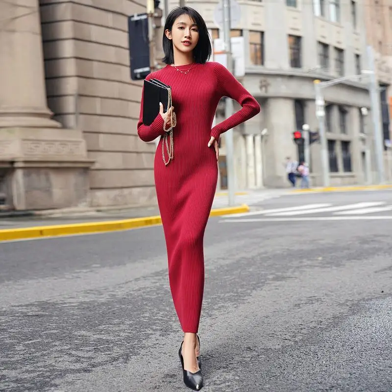 strapless open back dress Sweater Dress in Candy Red XL