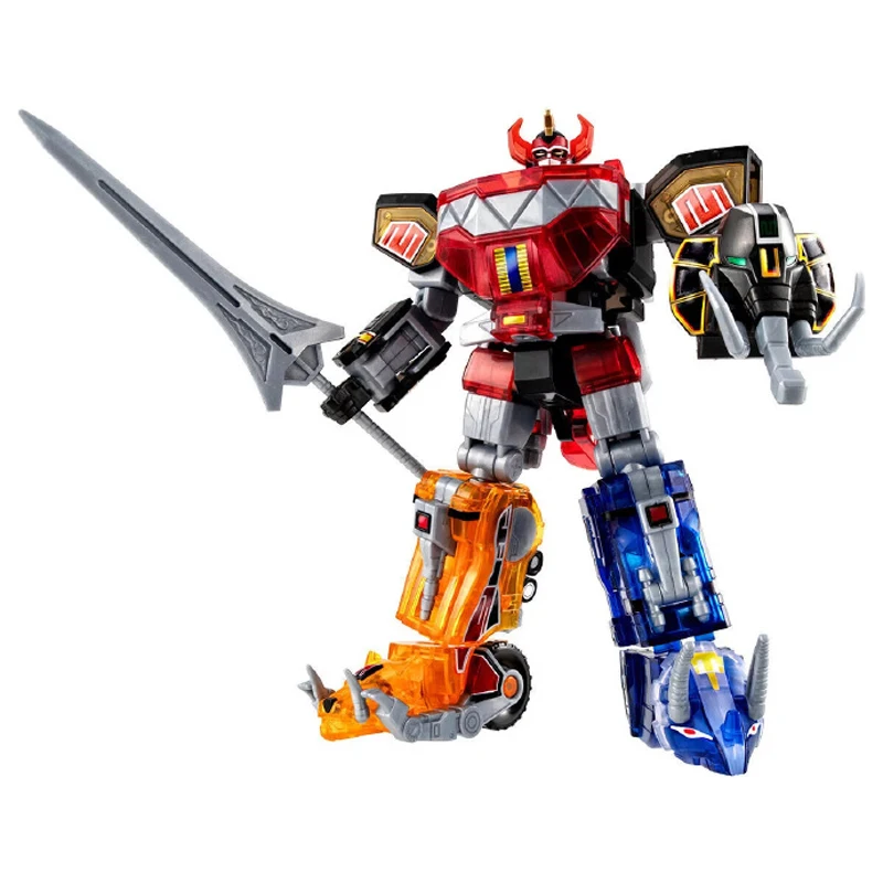 Original BANDAI SMP Mighty Morphin Power Rangers Mighty Morphin Dino Megazord Assembling Action Figure Model Toys Gift for