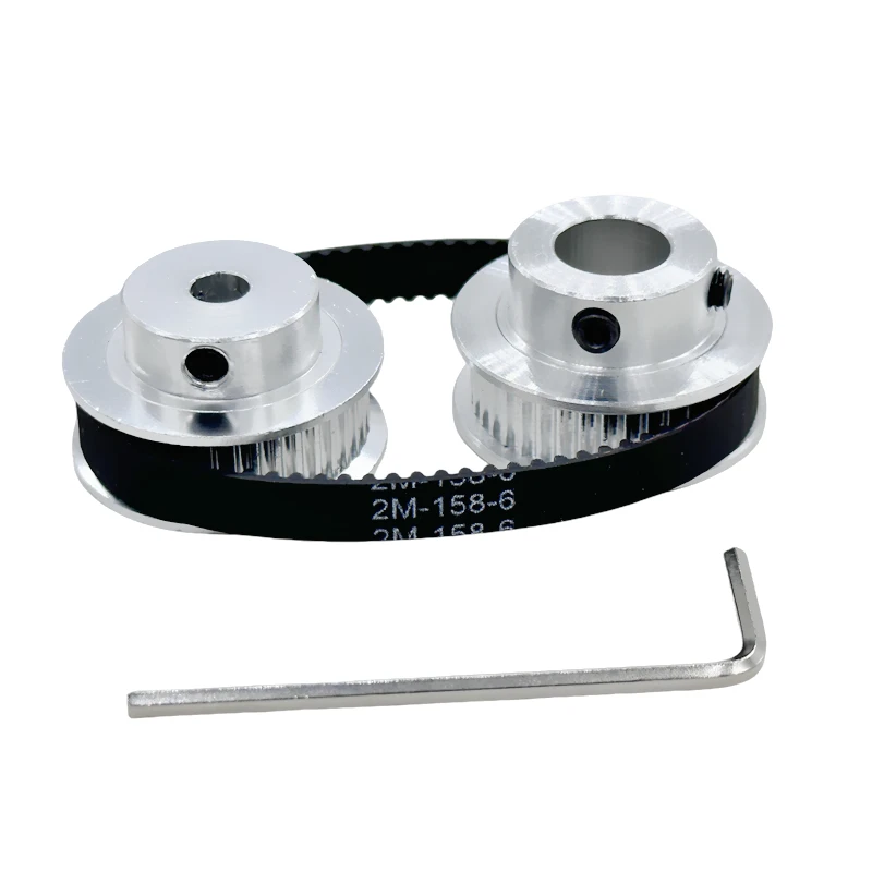 2GT 2M 40 Gigi GT2 40T Set Katrol Sabuk Waktu Bor 5 ~ 12Mm Lebar Sabuk 6/10Mm Kit Sabuk Katrol Sinkronisasi Roda Pengencang Rato 1:1