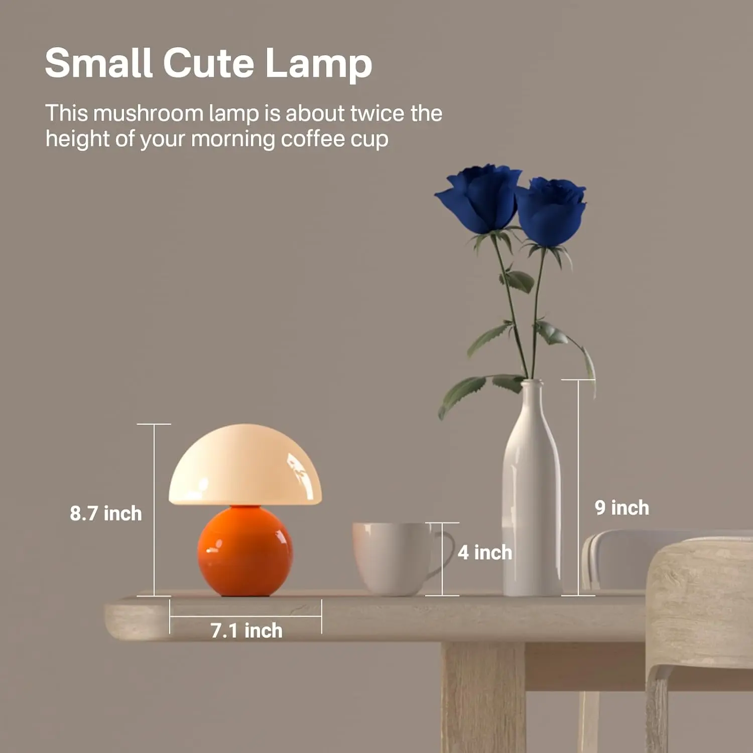 Lampe champignon Orange, lampe de chevet de bureau, décoration de salon moderne et mignonne du milieu du siècle