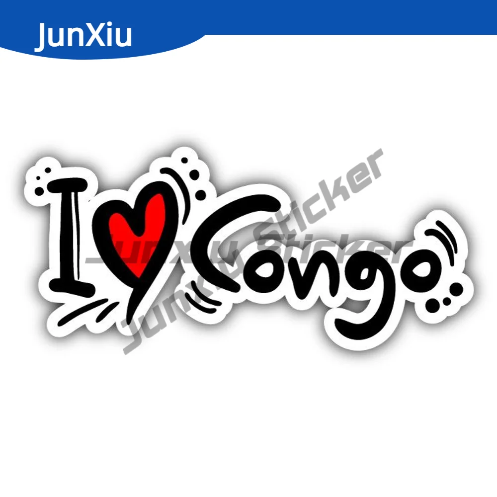 

I Love Congo Travel Slogan Sticker Car Window Bumper Truck Pickup Camper Car Body Decal Cover Scratches Decorative Pvc Decals