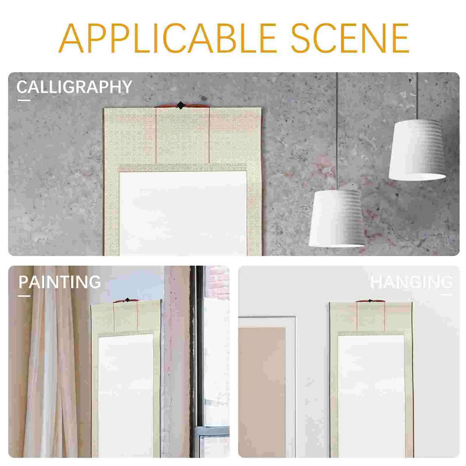 2 Pcs Blank Scroll Calligraphy and Painting Framed Mini Book Hanging Decor Multifunction