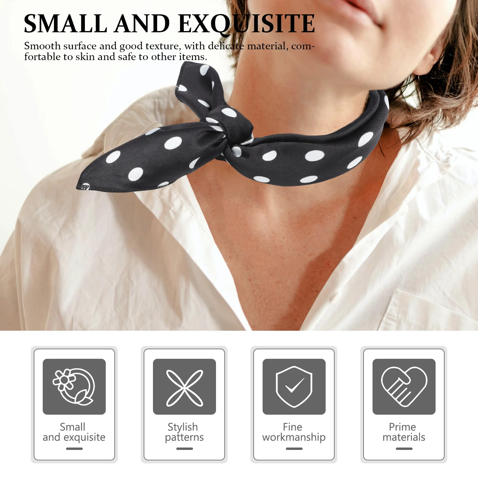 

4Pcs Retro Dot Print Satin Square Scarves Hair Wraps for Women Multifunctional Headbands Neck Scarves Fashion Hair Decor