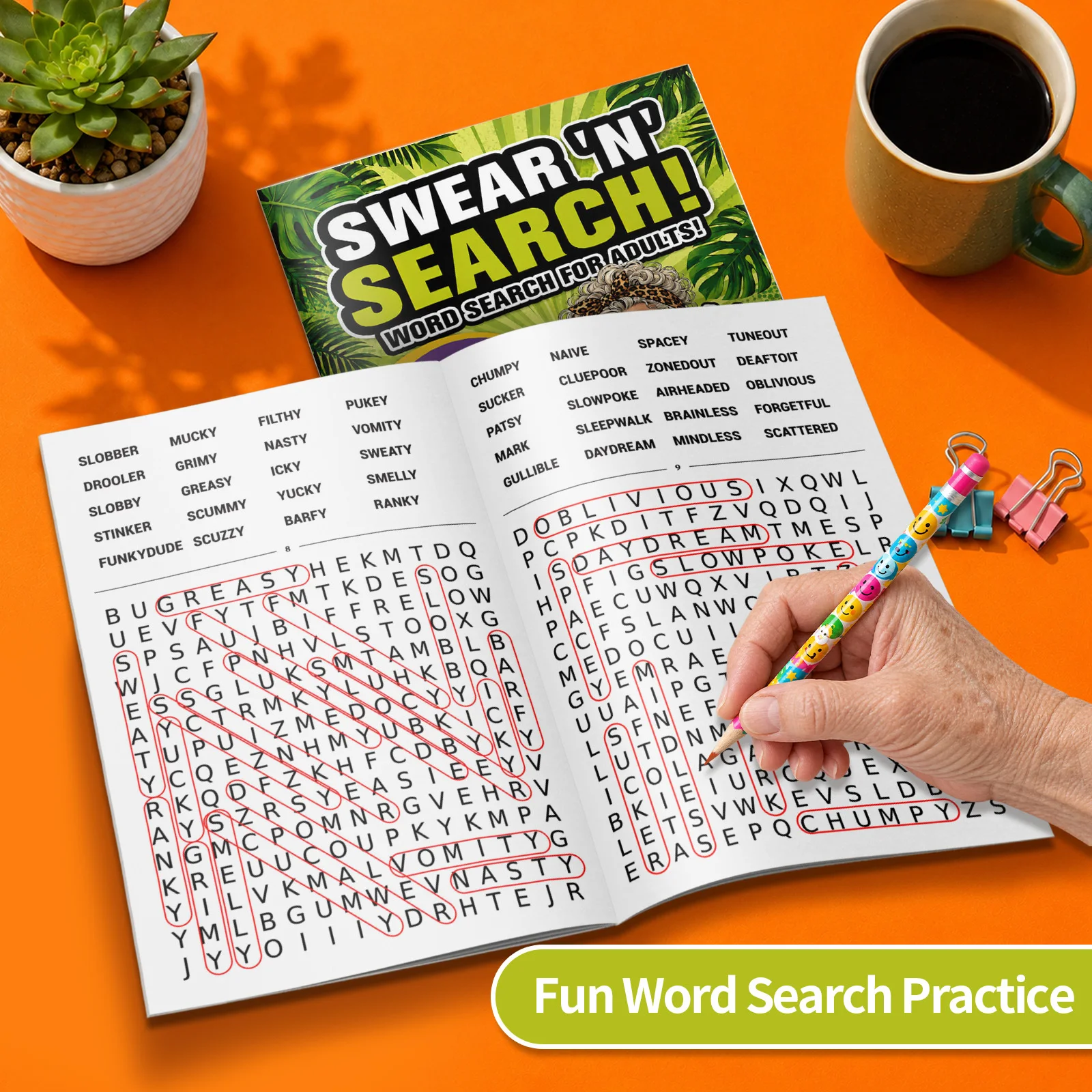 Swear 'N' Search Adult Word Search, Cheeky Humor, Offbeat Vocabulary and Bold Letter Grids for Screen-Free Fun