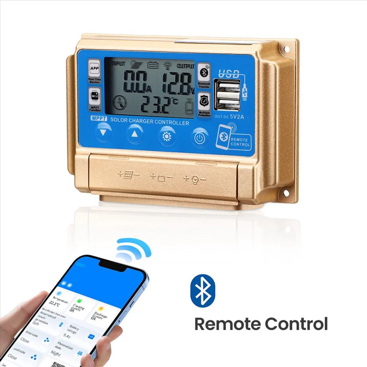 ~【A542Z】Solar Controller Adaptive MPPT Solar Controller with Bluetooth 12V/24V Solar Charge Controller-40A