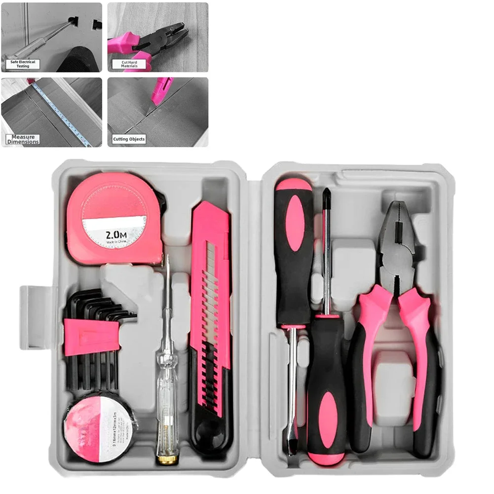 Heavy Duty For Home Tool Kit with Multi Function Tools Including Screwdrivers Pliers and Tape Measure in Portable Case