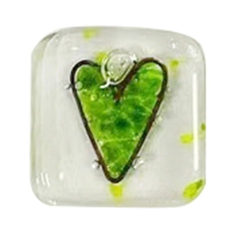 Pocket Token Glass Heart Card Keepsake Gift -Heart Keepsake Pocket Cards-Fused Glass Heart Pocket Token Green Durable 4 X 4Cm