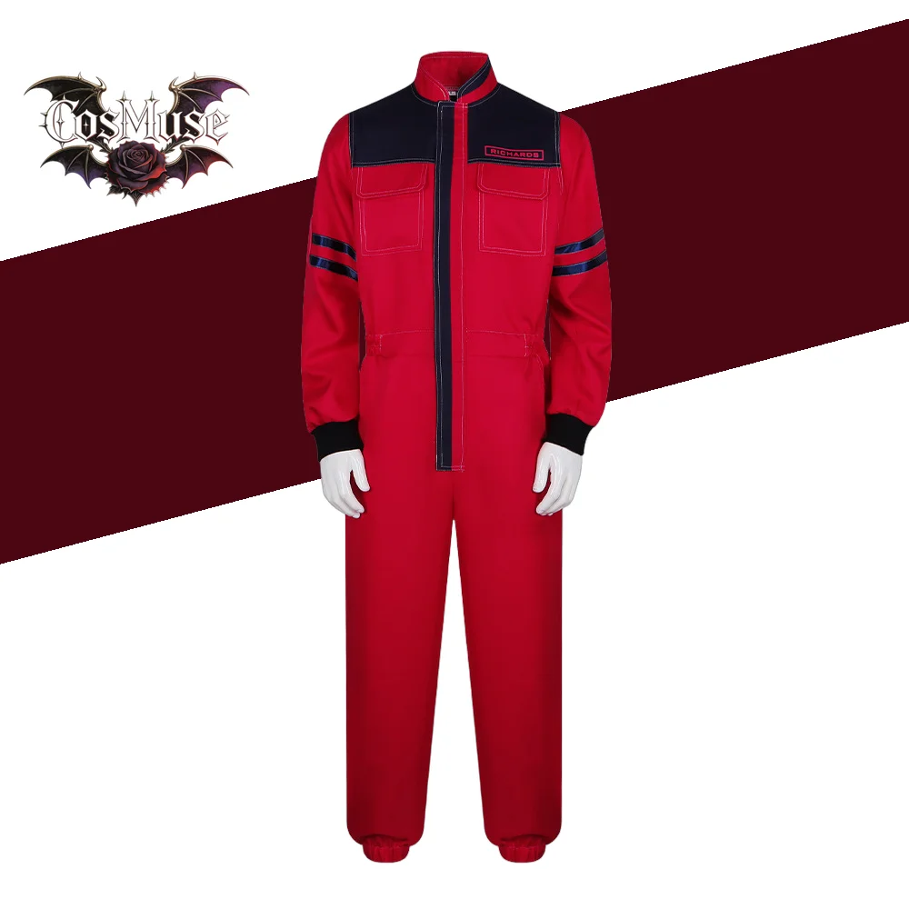 

The Running Man Red Jumpsuit Overalls Cosplay Costume Movie Character Halloween Party Performance Clothing for Adult