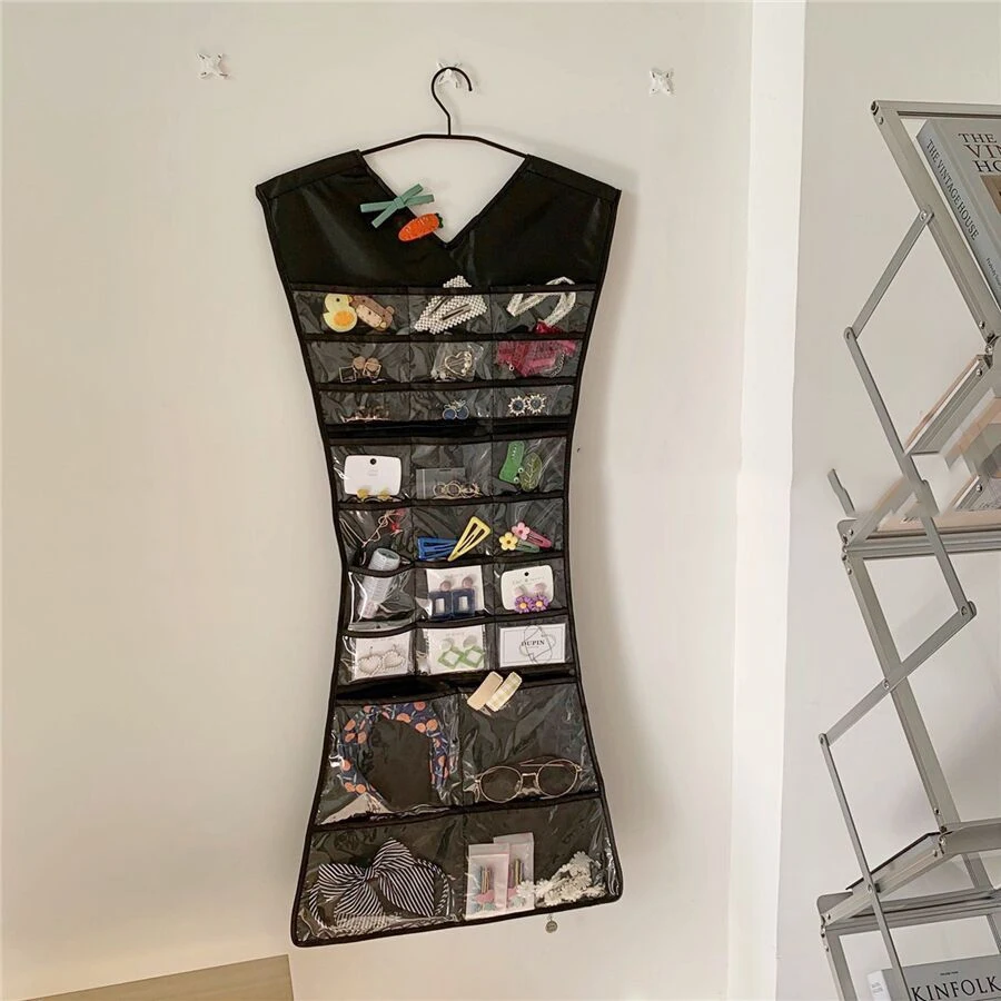 Creative Multi-cell Jewellery Storage Bag Foldable Jewelry Hanging Holder Clear Double Sided Rack Necklace Earring Organizer