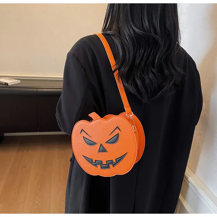 

Модная 3D-сумка на Хэллоуин с тыквой - забавная маленькая ручная сумка через плечо на одно плечо, модный дизайн