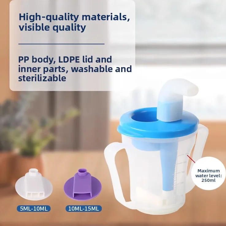 介護者用ウォーターカップ-窒息防止-寝たきり患者-飲食困難-限定数量-寝ながら飲める-プラスチックカップ