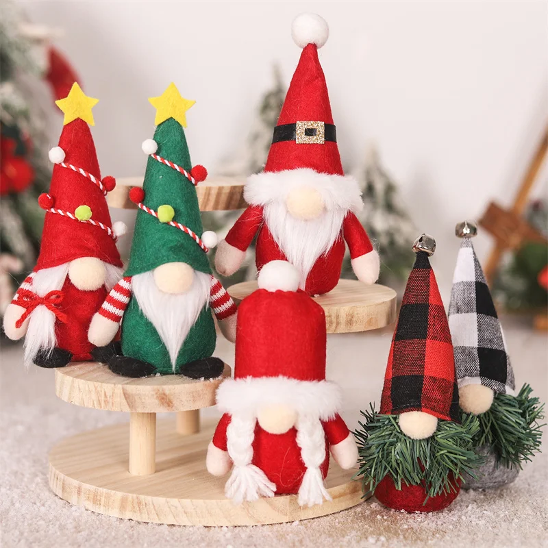 1Pcs Faceless Doll Knitted Hat Gnome Doll Xmas Merry Christmas Decorations For Home Dwarf Rudolph Doll New Year Gifts