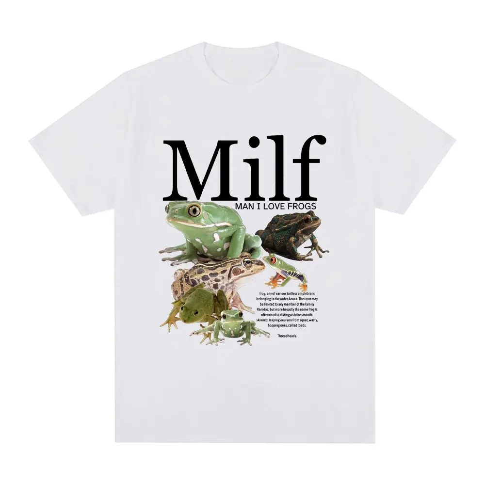 MILF Man I Love Frogs T Shirt Funny Frog Amphibian Lovers Vintage Unisex T-shirts Men Cotton Oversized Short Sleeve Tee Shirt