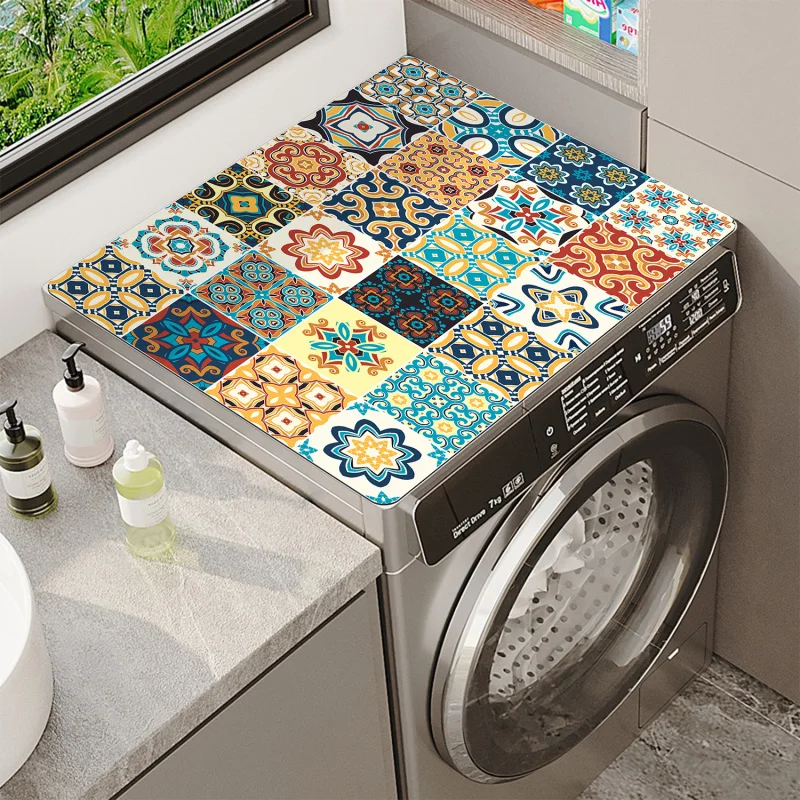 Cross-Border Mandala Plaid Printed Washing Machine Pad Top Dustproof and Stain Resistant Storage Pad Dashboard Cover Water-Absor