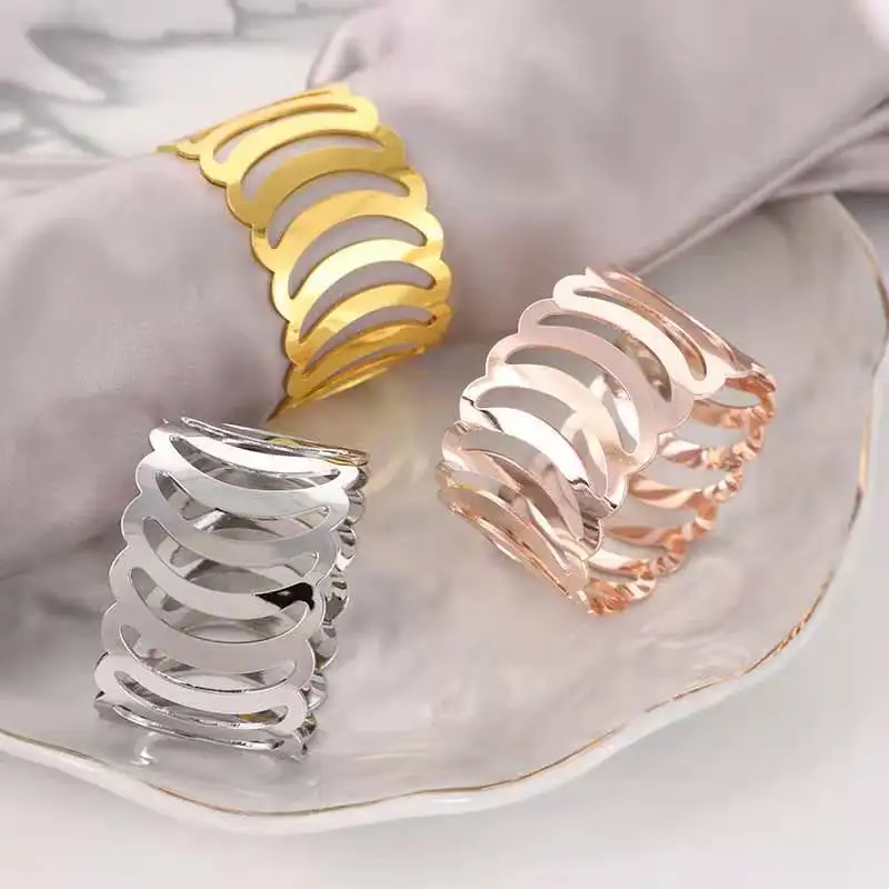 Napkin Rings Holders New Gold Metal Buckle Novelties Dinner Design Becket For Hotel Wedding Party Event Dining Table Decoration