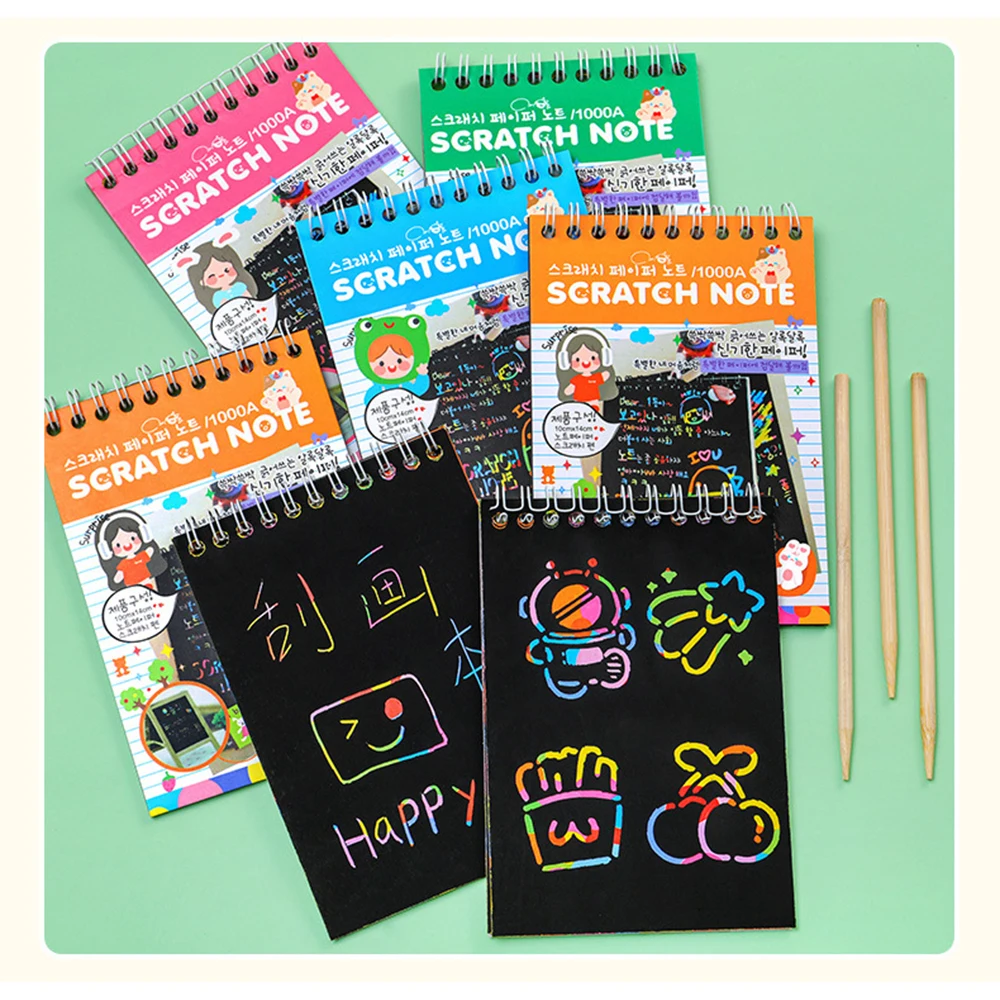 Montessori Scratch Painting Note, Scratch Art Paper, DIY Children Magic Rainbow Scraping Drawing Paper, Notepad, Staacquering Toys