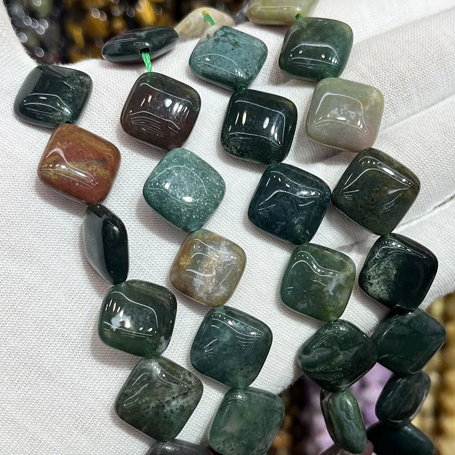 

Natural Marine Agate Rhombus Beads Square Faceted Section Handmade For Jewelry Making DIY Necklace Bracelet 15''15mm