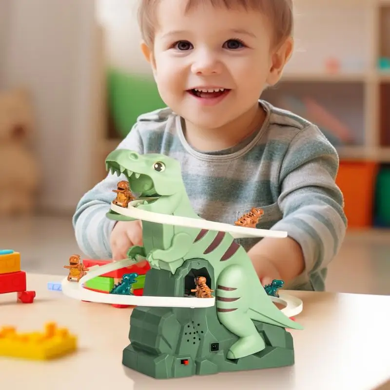 Dinosaur Climbing Stair Toy Educational Track Slide Toys Interactive Race Track Playset With Lights And Music For Kids Aged 3