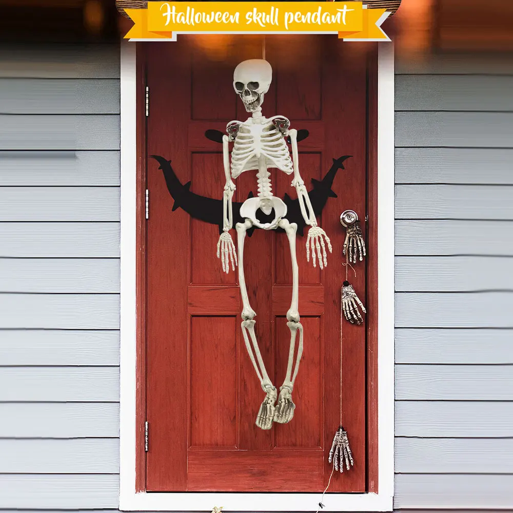 Halloween Movable Skeleton Fake Human Skull Bones Holidays Party Home Bar Decorations Haunted House Horror Props Ornament Toys