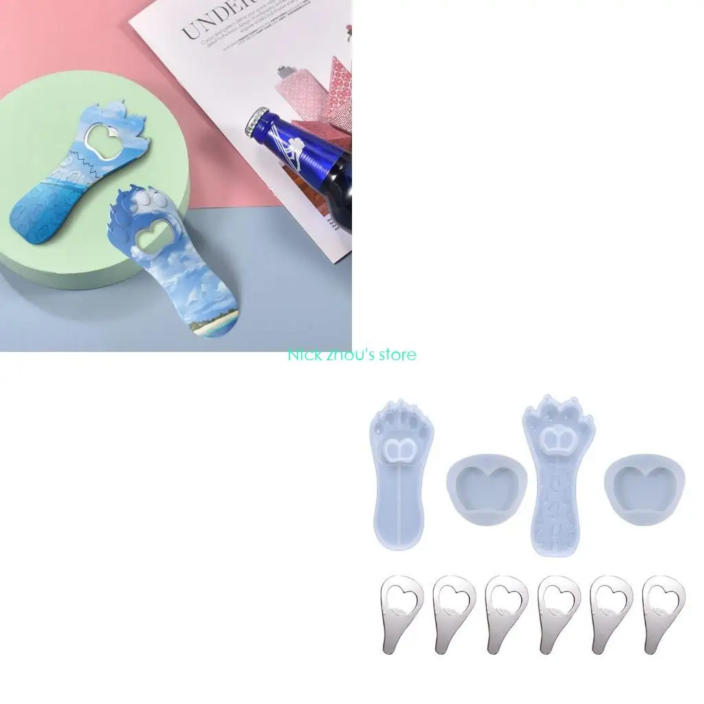 

E15E Crystal Epoxy Resin Mold Handmade Corkscrew Opener Resin Casting Mold DIY Crafts Bottle Opener Silicone Mold Beer Opener