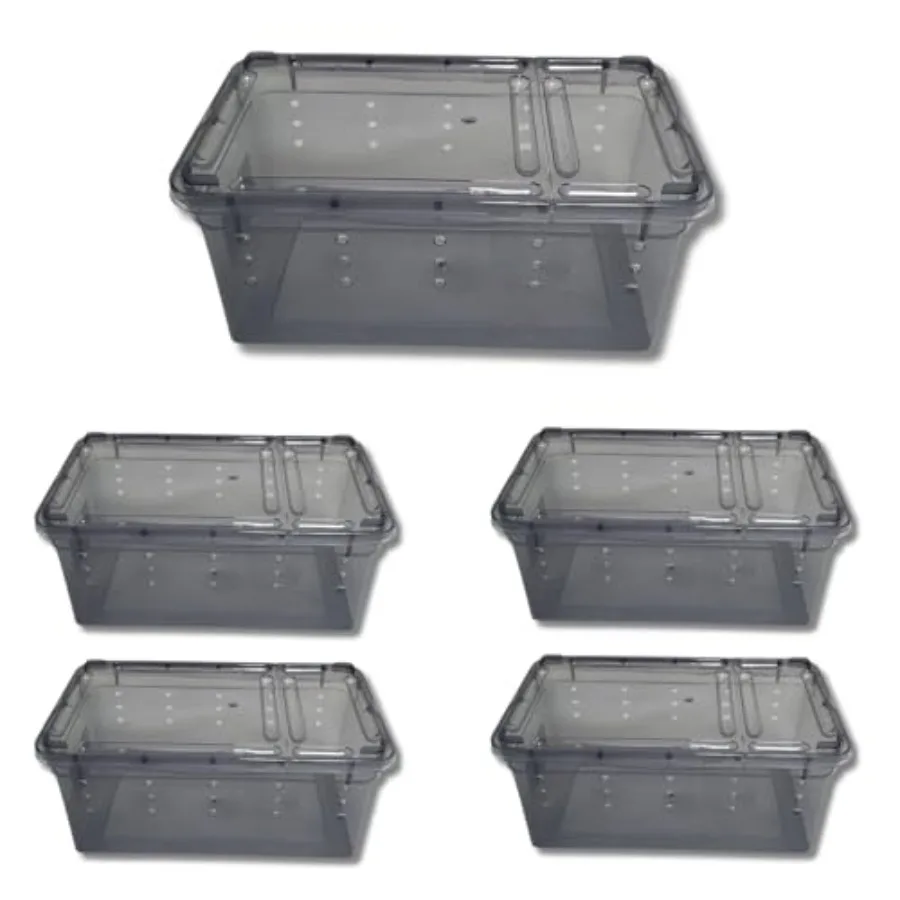 

【Spot goods】- Black Plastic Reptile Terrarium - Easy Transport - Snake Feed Box - Enclosure for Arachnids Invertebrates Millipe