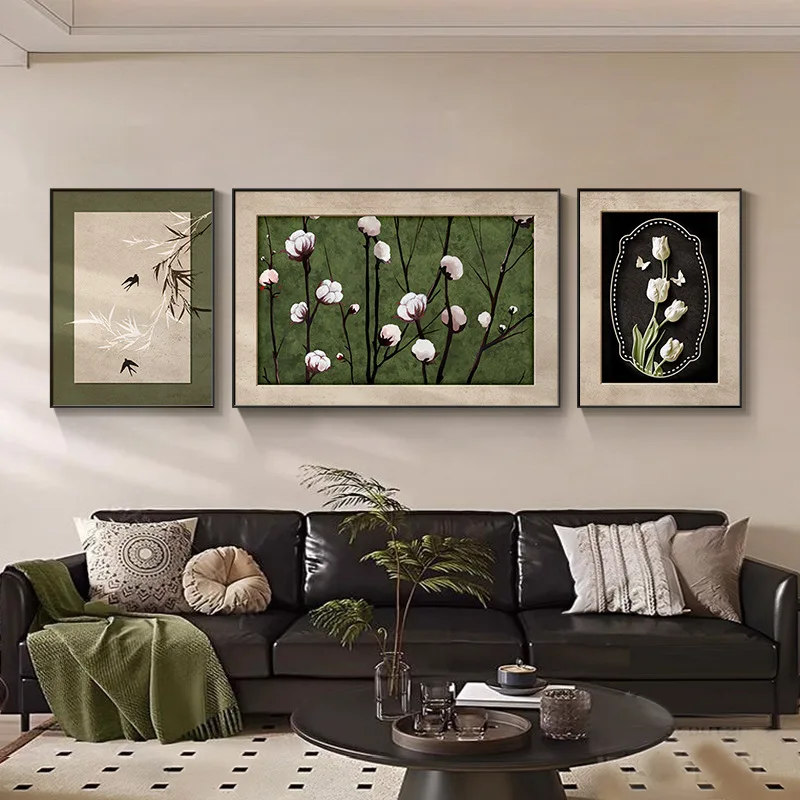 Estilo medieval sala de estar pintura decorativa sofá fundo mural de parede