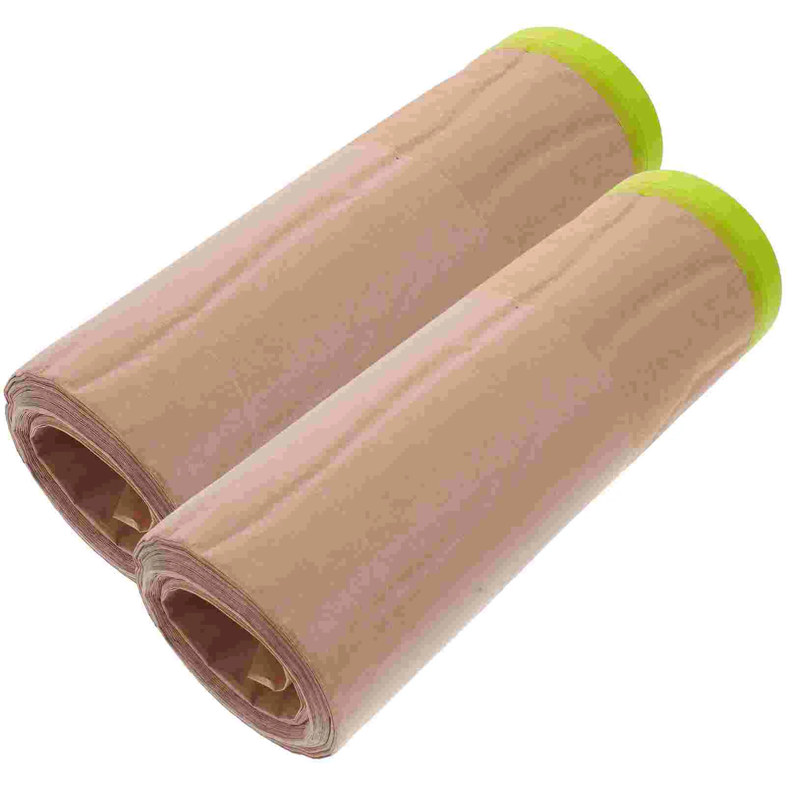 2 rollos de película protectora Kraft para pintura automotriz, papel de cobertura con cinta para protección de suelo, muebles japoneses