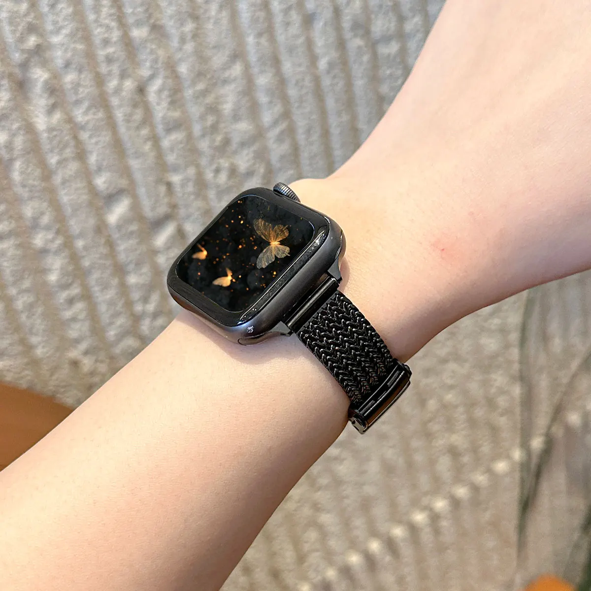 Cinturino sottile in acciaio inossidabile per Apple Watch 41mm 45mm 9 8 7 cinturino da donna con anello in rete metallica per iwatch SE 6 5 4 40/44mm 38/42mm Ultra