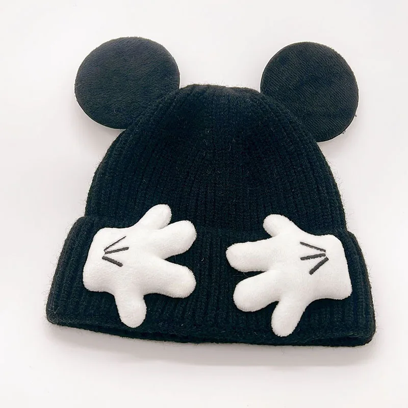 2025 Cute Mouse Ear Knitted Hat For Children Baby Cartoon Winter Thickened Warm Woolen Pullover Cap Gift for Kids