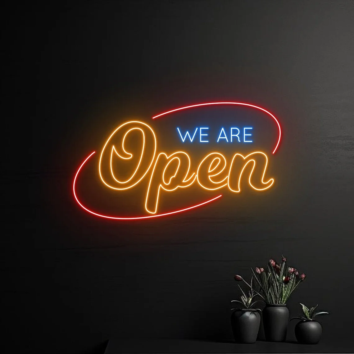 

We Are Open Neon Sign Custom Text Neon Wall Decor Welcome Neon
