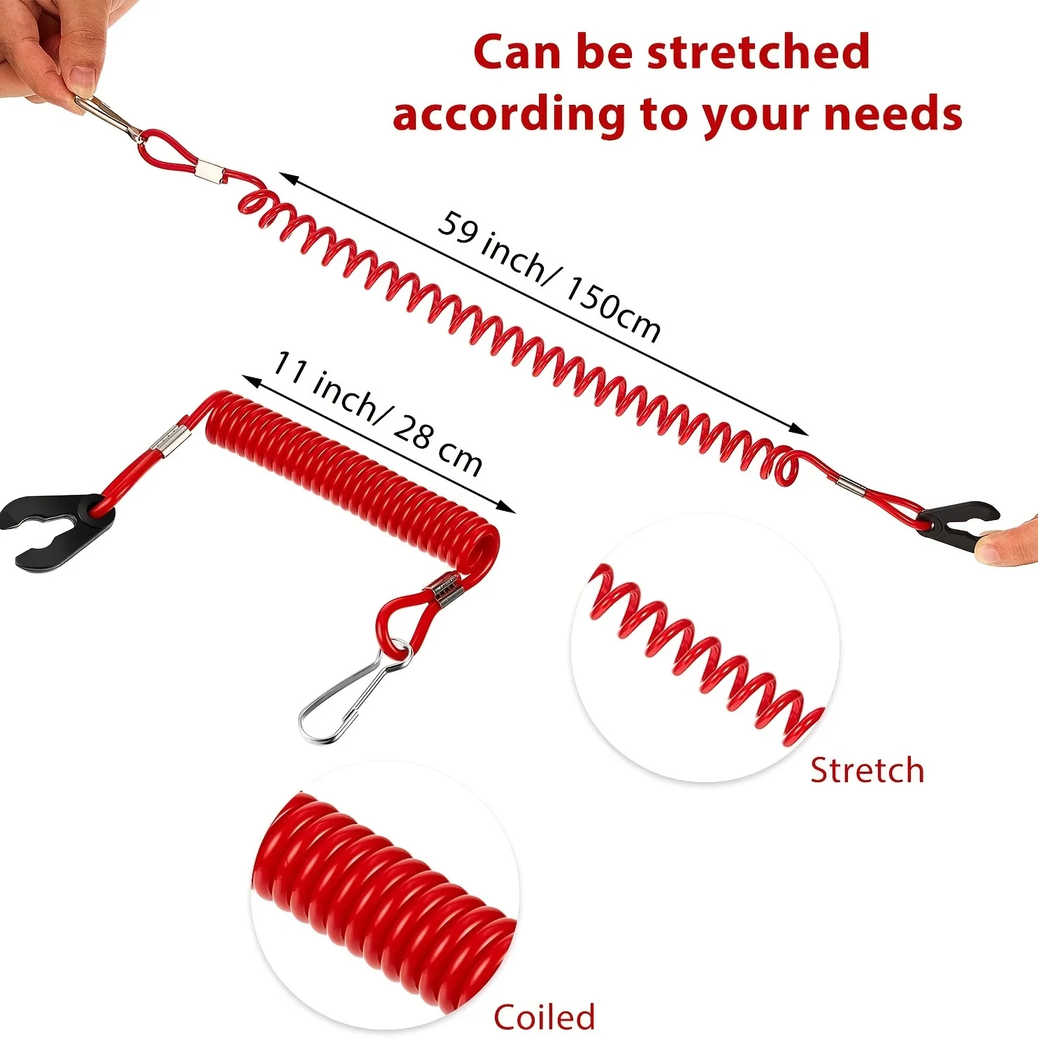 Marine Engine Emergency Safety Stop Switch Tether