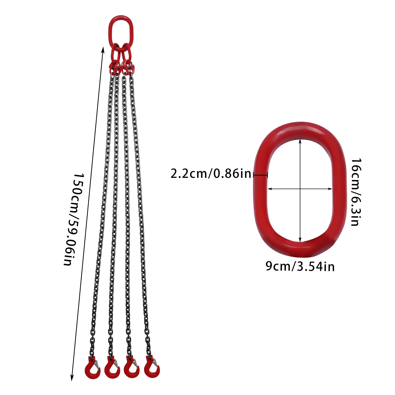 Lifting Chain Sling, G80 Alloy Steel Chain Sling Lifts 5 Tonne Heavy Duty With 4 Legs Grade Hooks and Adjuster