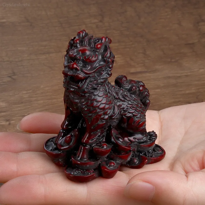 Chinese Style Resin Kirin Decoration Home Desktop Office Wine Cabinet Art Exquisite Ornaments Car Jewelry Crafts Accessories