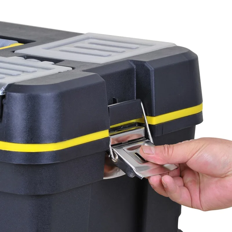 2025Handle and Wheels Portable Outdoor Plastic Tool Box Multifunctional household toolbox