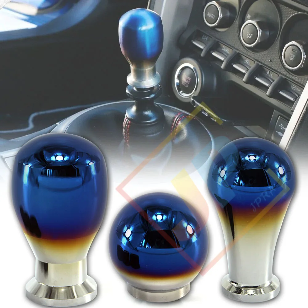 Burnt Blue Universal Car Burned Blue Aluminum Gear Shift Knob Shifter For 3 styles