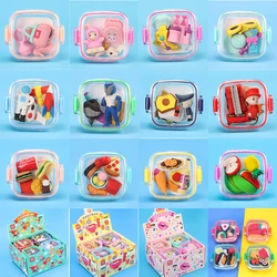 Eraser Set Creative Detachable Food Snack Lunch Box Eraser Set Play House Cartoon  Student Prize Stationery Supplies