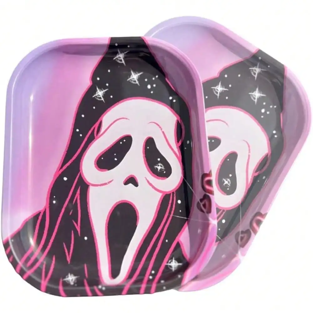 Spooky Rolling Tray Pink and Black | 180 x 140 MM Herb | Tobacco Smoke Accessories