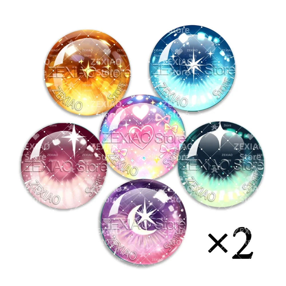 6Pairs Sweet Lovely Style Cute Pattern Eyes Chips Blythe Doll Pupil Eyes Glass Cabochons Accessories Items Wholesale MS014