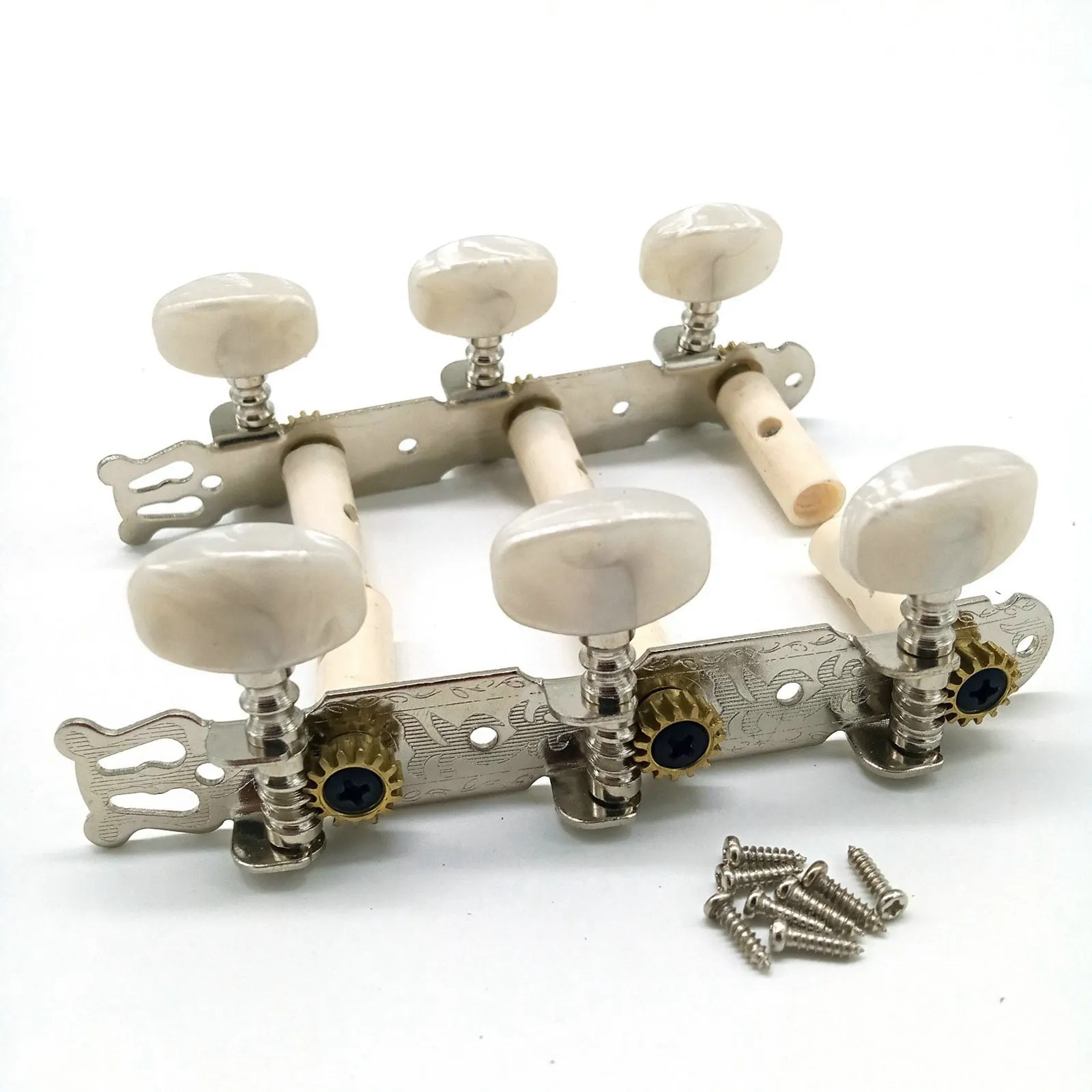 A61P One Set of Classical Guitar Tuning Keys Pegs Machine Heads String Tuning Pegs for Classic Guitar Accessory Part,Silver