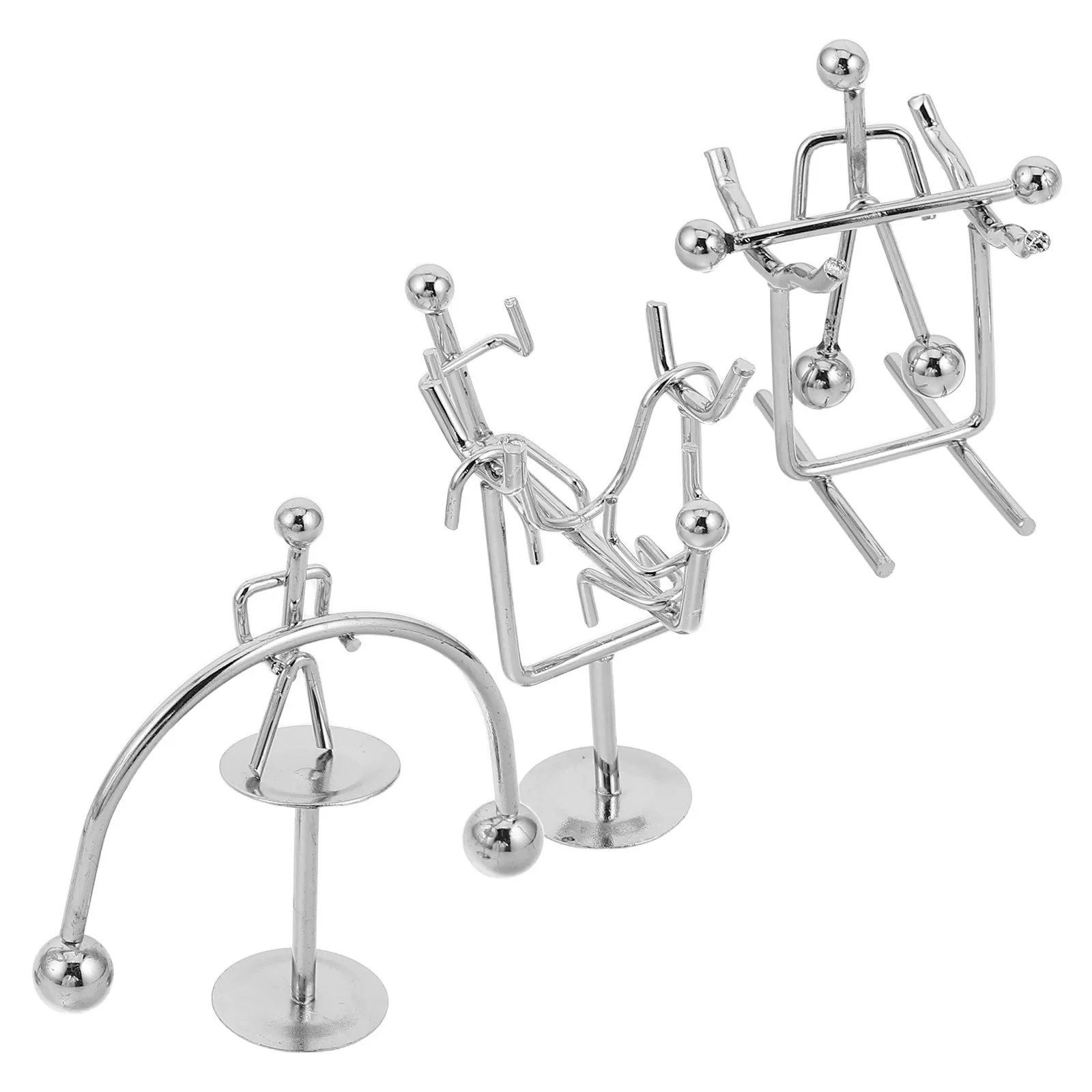 3Pcs Iron Balance Desktop Kinetic Sculpture Mini Sports Weightlifter Office Desk Decoration Physics Art Relaxing Swing