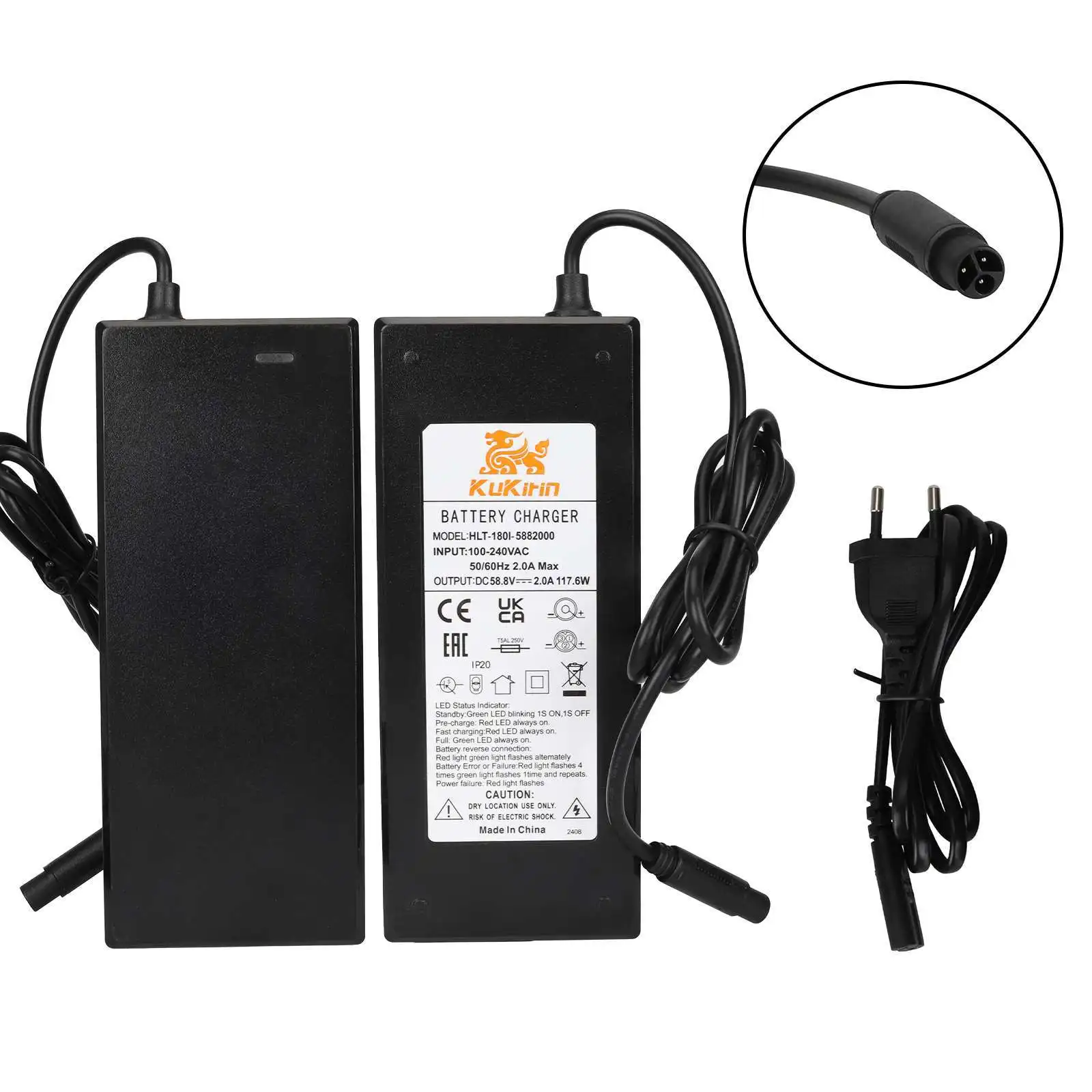 Original 58.8V 2.0A Battery Charger For Kukirin G3 Pro G2 Master Electric Scooter Kukirin Replacement Accessories